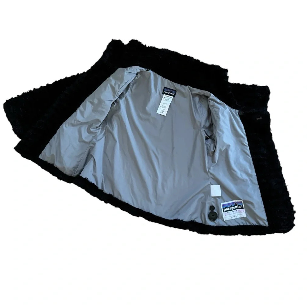 Patagonia Girls' Pelage Jacket Black Faux Fur Size 8 - Picture 4 of 8